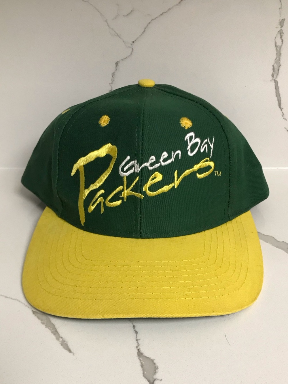 NFL Green & Yellow Green Bay Packers Script Snap Back  Cap